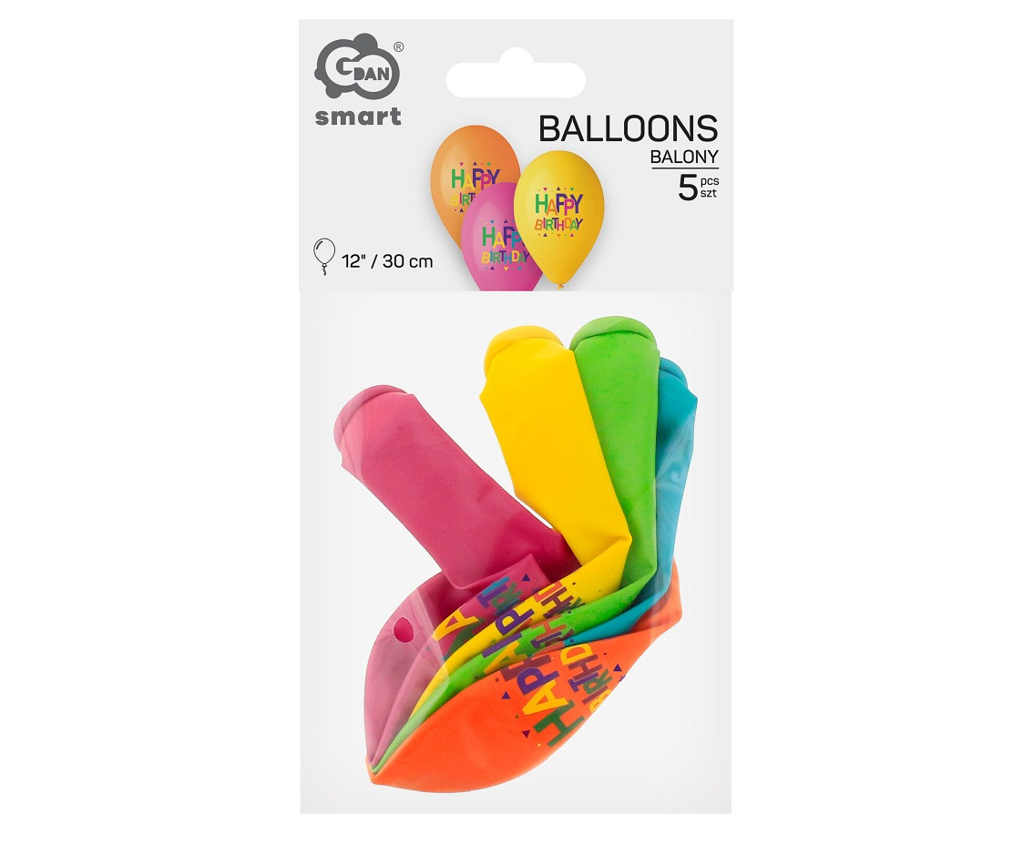 Happy Birthday balloons (Stars), 12", 5 pcs